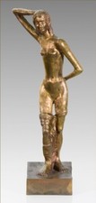 Rare FRITZ WOTRUBA (1907 - 1975) Bronze - Sculpture / Little standing Girl picture