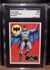 BATMAN Topps 1966 #1 Rookie Card The Batman Black Bat Sgc 6 picture