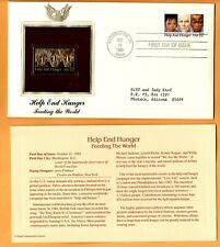 Help End Hunger/Feeding The World-22K Gold Replica Stamp-1st Day Cover-1985 picture