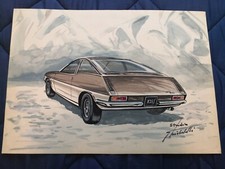Fiat 125S Coupé Giovanni Michelotti design mixed media original picture