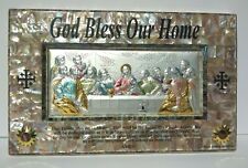 Mother of Pearl Christian God Bless Our Home Hand Made Colored Last Supper picture
