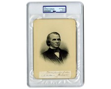 President Andrew Johnson Gorgeous Cut Display to Engraved Portrait PSA Auto picture