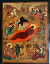 antique lacquer NATIVITY ICON BOX Palekh Christmas Russian Orthodox Ukraine ? picture