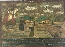 Mexican Antque Exvoto, Retablo, Painting on tin, Christian Painting picture