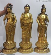 Tibet Copper 24K Gold Three Saints of the West Kwan-yin Sakyamuni Buddha Statue picture