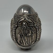 Magnificent 950 Silver Easter Egg Figurine Greek Orthodox Large Antique Vintage picture