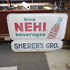 HUGE Drink Nehi Beverages Metal Tin Advertising Sign Original Cola 51.5 x  38