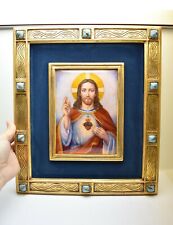 World Class Baked Enamel Panel of The Sacred Heart of Jesus (T116)  picture