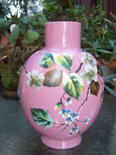 Harrach Enameled Opaline Glass Vase Chinoiserie Bohemian Pink Art Nouveau Victor picture