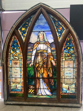 Older J.R. Lamb Studios Stained Glass Church Window in Frame (#20) Tiffany Style picture