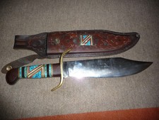  Vintage David Yellowhorse  Multistone Inlay Bowie Knife/Sheath RARE RARE Only 1 picture