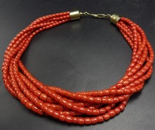 Navajo MARK YAZZIE 7-Strand AKA CORAL NECKLACE with 18K GOLD End Caps and Clasp picture