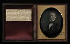 1/4 1840s Daguerreotype Photo + Obituary - Reverend Samuel Brown of Connecticut picture