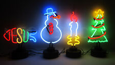 4 Neon sculpture sign Christams Xmas Tree Candle lights Jesus Fish Snowman picture