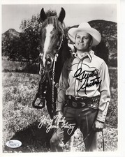 GENE AUTRY AUTOGRAPHED 8x10 VINTAGE PHOTO       AMAZING POSE+HIS HORSE       JSA picture