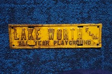 1920s 1930s LAKE WORTH Beach Florida License Plate Topper - ALL YEAR PLAYGROUND picture