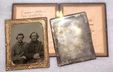 1860s Tintype & Dag ID'd Father Son Maine Photographer Card Civil War Sailors?  picture