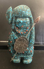 Zuni Giant Warrior Corn Maiden Claudia Peina *SIGNED* Coral Turq  5004 picture