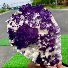 3.2LB RareTransparent purple Cube Fluorite Mineral Crystal Specimen/China picture