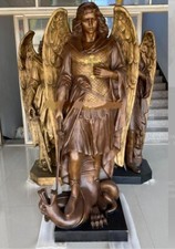 BEAUTIFUL BRONZE ST. MICHAEL THE ARCHANGEL STATUE, 72