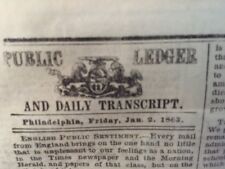 ABRAHAM LINCOLN EMANCIPATION PROCLAMATION 1ST PRINT NEWSPAPER NOTICE OF SIGNING picture