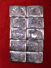 Vintage Navajo Sterling Silver Storyteller Concho Belt Plates Set – 10 Pieces picture