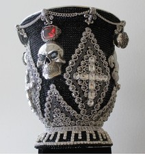 Elegant, One-of-a-Kind Champagne Bucket Encrusted w/Crystals & Sterling Silver picture