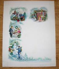VINTAGE CHRISTMAS DINNER TREE DECORATIONS SNOWMAN CHURCH SLEIGH TURKEY PAINTING picture