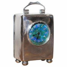 STERLING SILVER ENAMEL LIBERTY'S LONDON ARCHIBALD KNOX MINIATURE CARRIAGE CLOCK picture