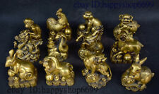Chinese Brass Copper 12 Zodiac Year Animal Beast 12 Symbolic Animals Statue Set picture