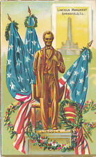 1912 Lincoln's Birthday Flags, Monument, Statue Postcard, Embossed picture