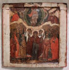 ANTIQUE 16C HAND PAINTED RUSSIAN ICON OF THE ASCENSION NORTH SCHOOL KOVCHEG picture