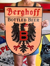 Vintage Old Style Sign Berghoff Beer Fort Wayne NOT Porcelain Made in USA picture