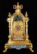 Massive 1880 Antique Ormolu Bronze Enameled Case Automaton Musical Bracket Clock picture