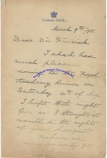 King George V signed & handwritten letter re Royal Academy Dinner 1895 picture