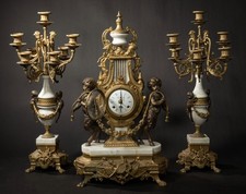 Imperial Lancini Vintage Italian Clock and Candle Stick set picture