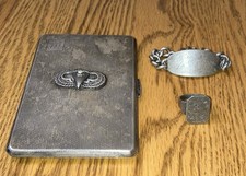 World War US Army Parachute Infantry Cigarettes Case Ring ID Tag One-of-a-Kind picture