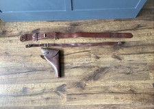 WWI WW1 NAMED LT BRITISH OFFICER'S WEBLEY HOLSTER 1918 Belt Strap HEATH MACHIN picture