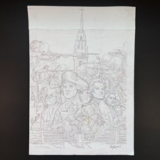 America Part One Original Comic Art Cover Signed Joe Bennett George Washington picture