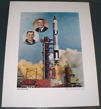 1965 MARTIN NASA SPACE FLIGHT GEMINI TITAN 3 GRISSOM YOUNG ASTRONAUTS ART PRINT picture