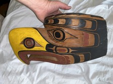 Northwest Coast Vtg Indian First Nation Cedar Headdress Mask Eagle Hand Carved picture