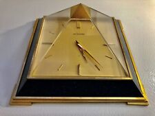 Very Rare Lecoultre Pyramid Table Clock Heavy 14kt Over Brass Lapis Azure Wow picture