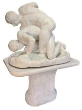 ITALIAN LIFE-SIZE WHITE MARBLE GROUP TITLED 'THE WRESTLERS' AFTER ANTONIO FRILLI picture
