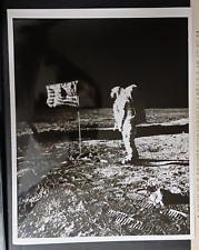 Original NASA Photo Aldrin Poses Beside The Deployed Flag U.S.A. Apollo II picture