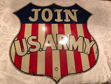 VINTAGE MILITARY PORCELAIN SIGN JOIN THE US ARMY  picture