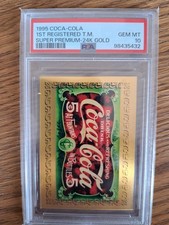 1995 Coca Cola 1st registered T.M. superpremium 24 kt gold card psa graded picture
