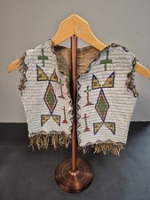 Sioux Child's Beaded Hide Vest with American Flags picture