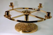NICE CHURCH ALTAR TOP ADVENT CANDLE WREATH IN SOLID POLISHED BRASS (250x/91) picture