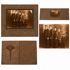 Vtg Family Portrait Photograph 1910s Sepia Tone Cabinet Mounted Folder Lane Antq picture