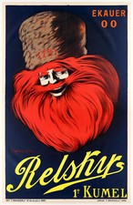 Rare Original Poster - XL - Cappiello - Vodka Relsky Kumel - Cossack Russia 1911 picture